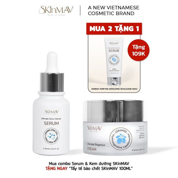 COMBO 1 SERUM + 1 KEM DƯỠNG SKINMAV TẶNG 1 TẨY TẾ BÀO CHẾT SKINMAV