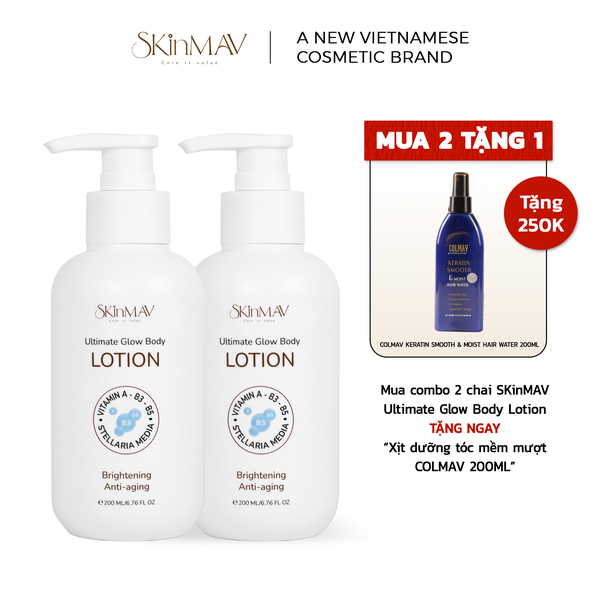 COMBO 2 CHAI BODY LOTION SKINMAV TẶNG 1 XỊT DƯỠNG TÓC MỀM MƯỢT COLMAV